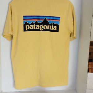 Patagonia Regular Fit T Shirt Logo Print Short Sleeve Responsibili Tee Yellow S